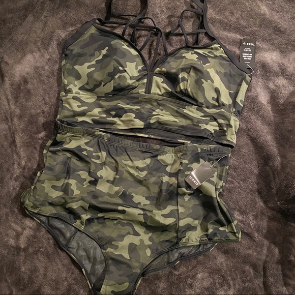 TORRID NWT CAMO WIRELESS LATTICE BIKINI - Picture 6 of 8